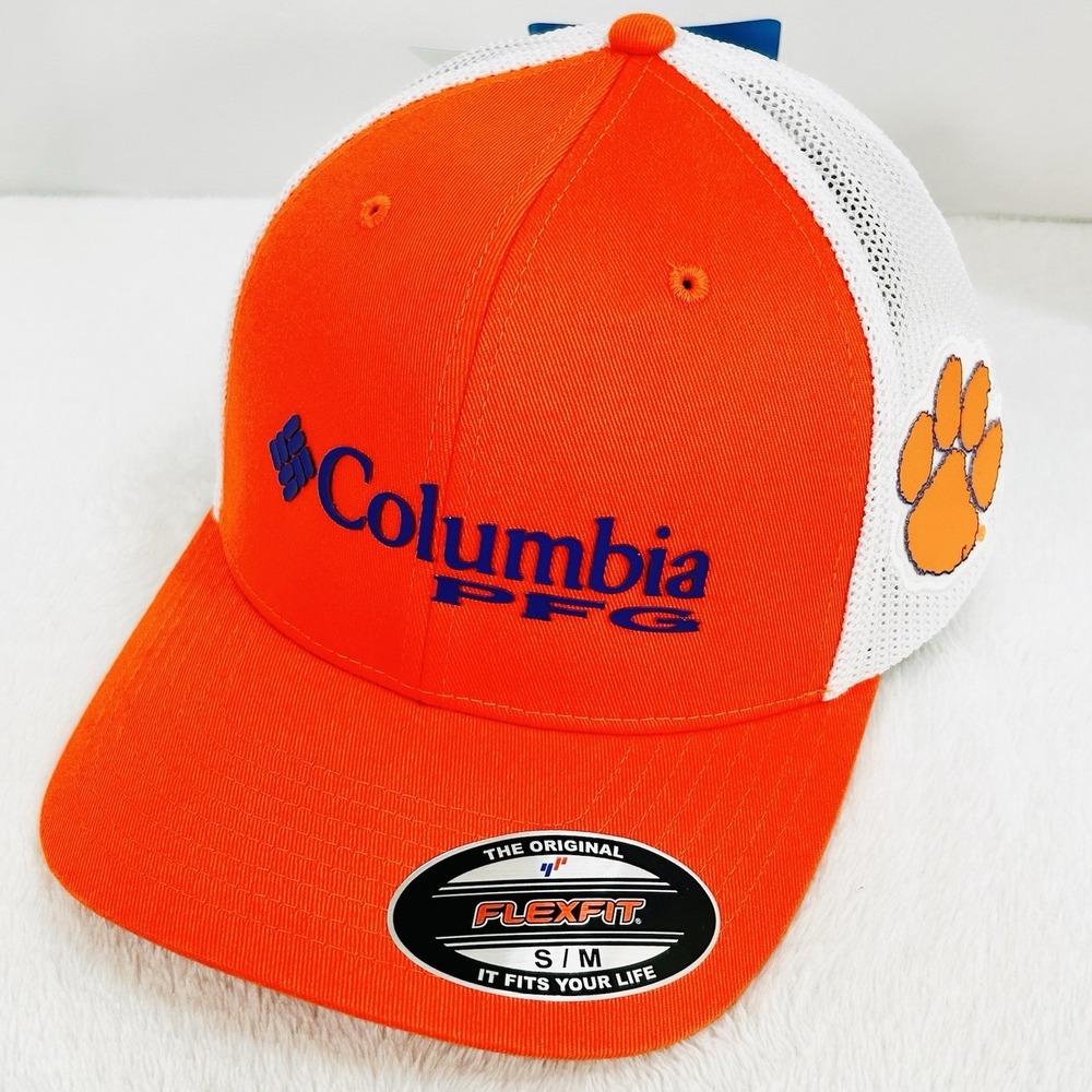 Clemson Tigers Columbia PFG Flexfit Stretch Hat Cap S/M NCAA Orange College